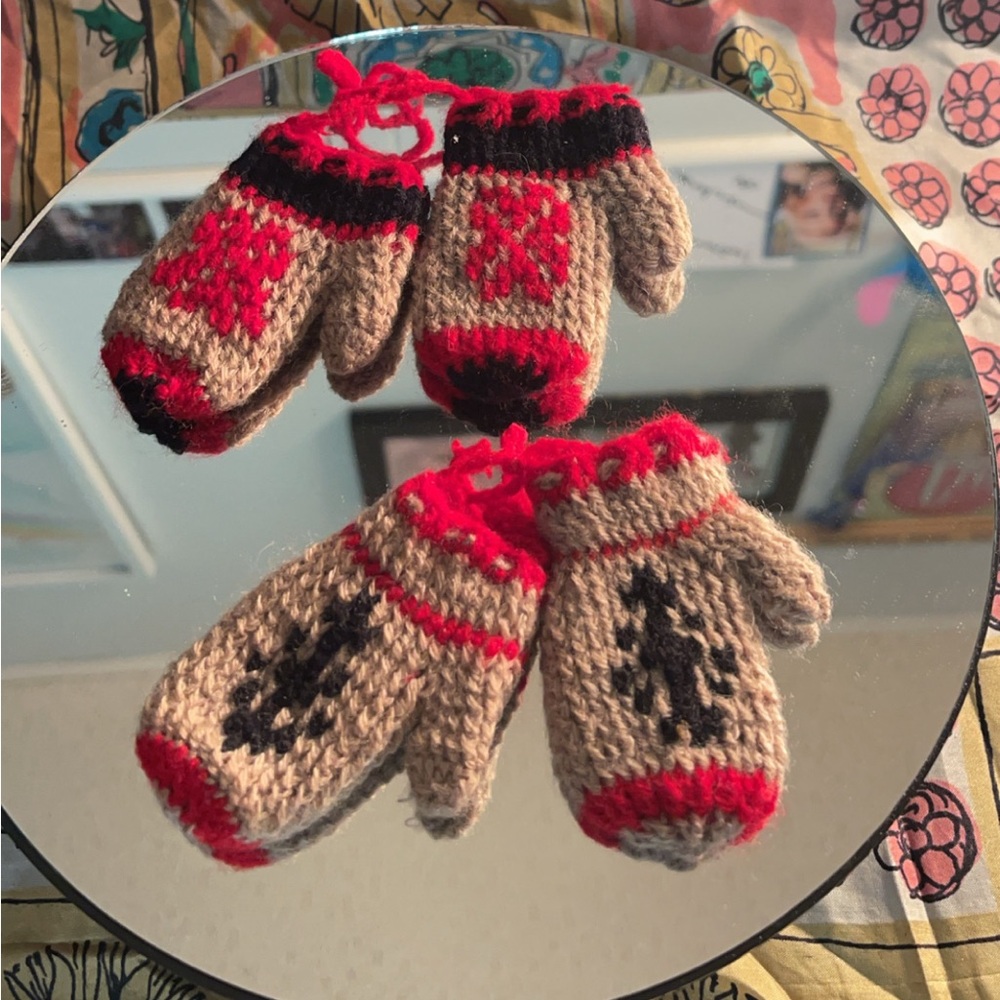 2 Pair of Wool Mittens Ornaments